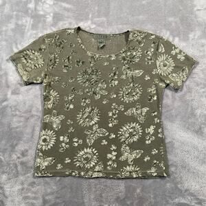 Citron Santa Monica Shirt Medium Green Cropped 90s Fairy Grunge Whimsy Indie